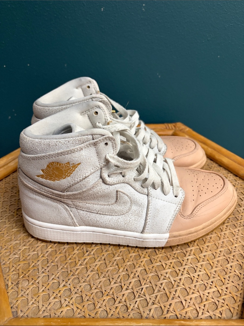 Nike Women’s High Top Sneakers in White and Tan